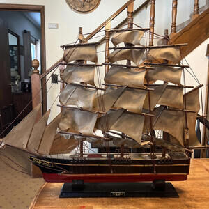 Cutty Sark Wooden Tall Ship Model 25" China Tea Clipper Sailboat Mounted